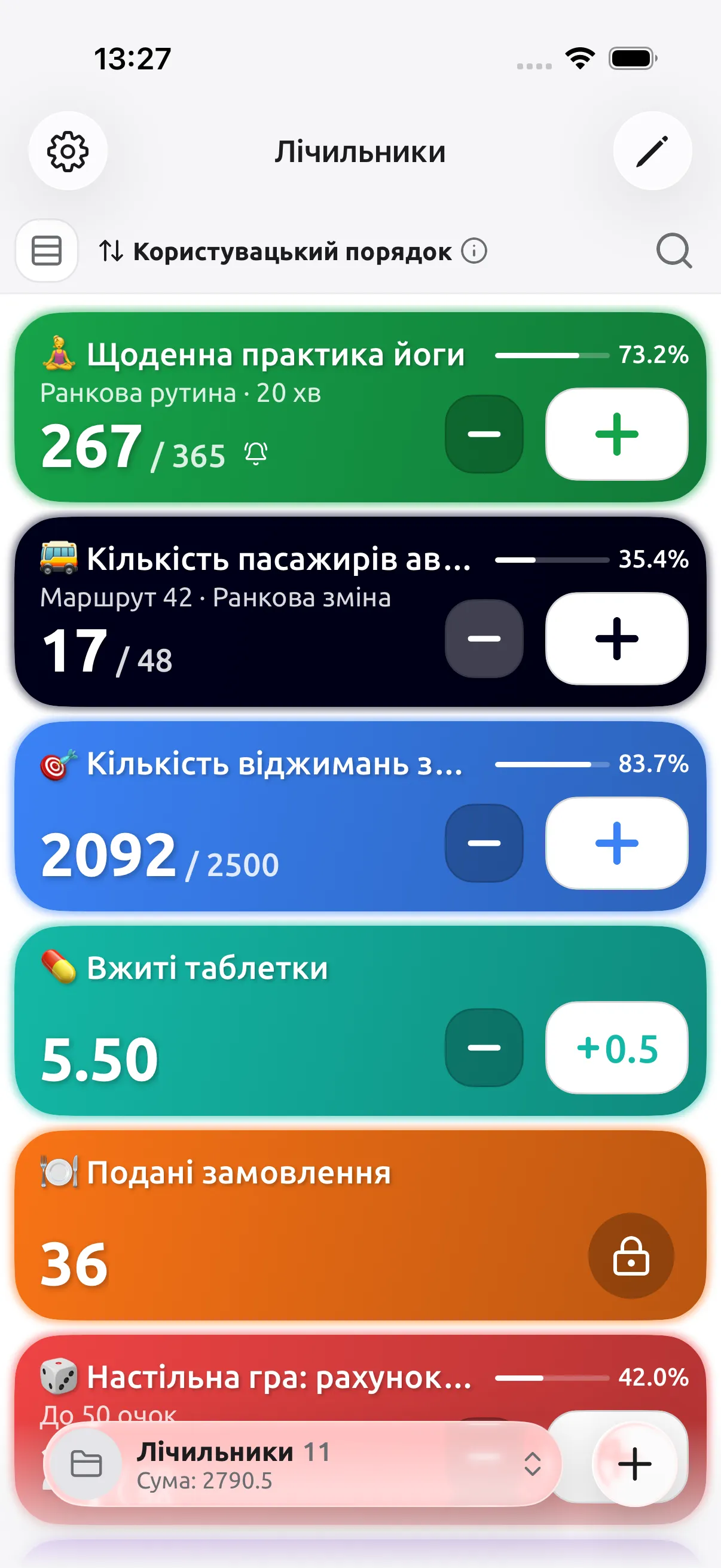 Головний екран Tally Counter зі списком лічильників
