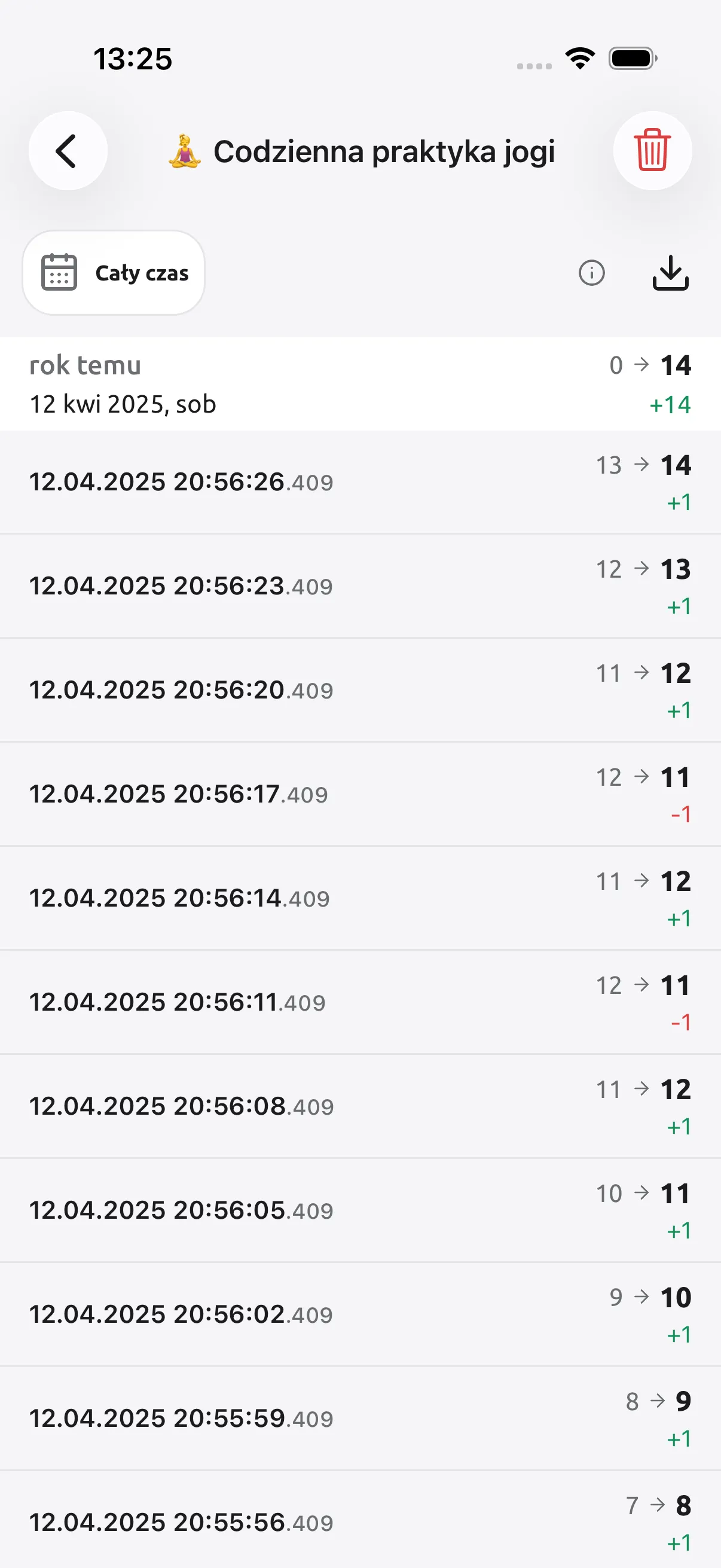 Zrzut ekranu Tally Counter: Każde dotknięcie zapisane