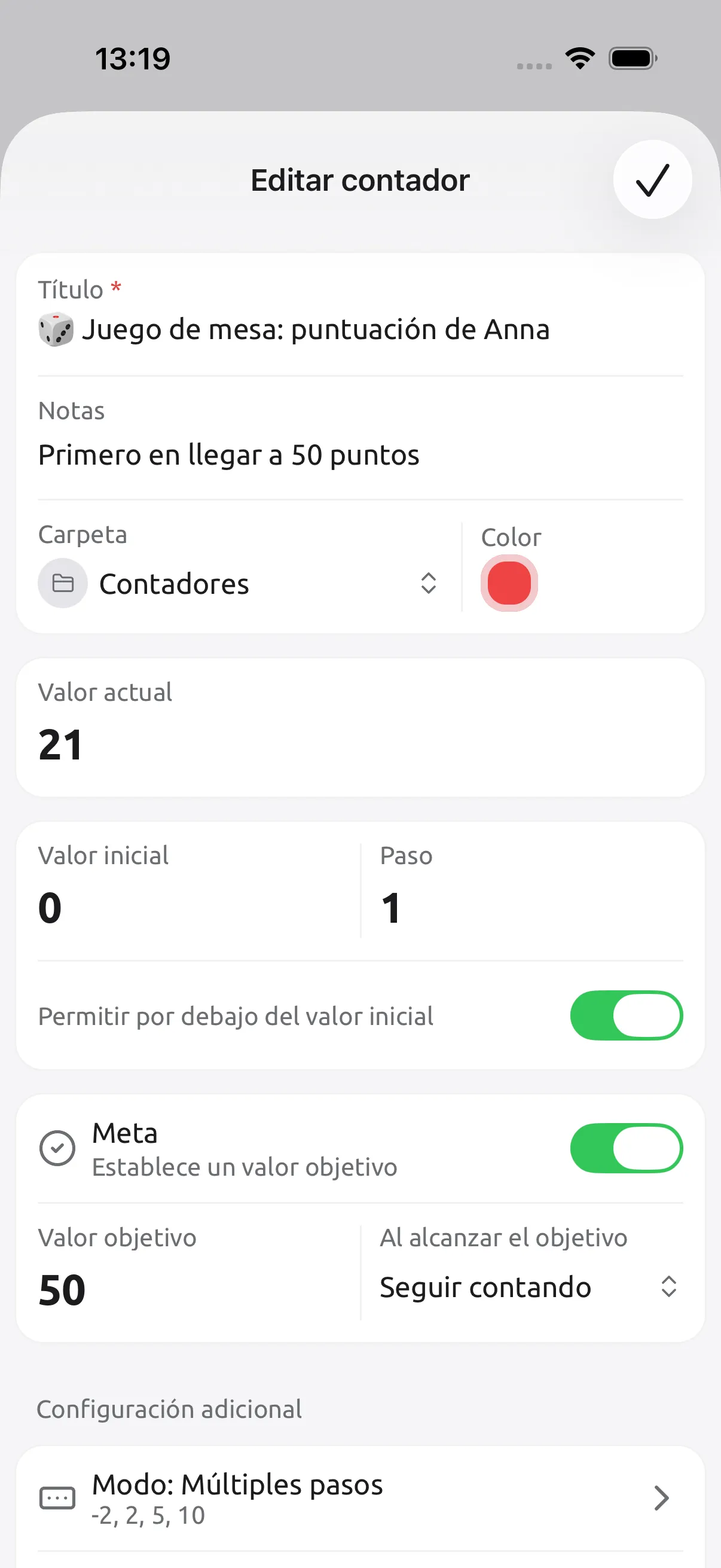 Captura de pantalla de Tally Counter: Un contador a tu medida