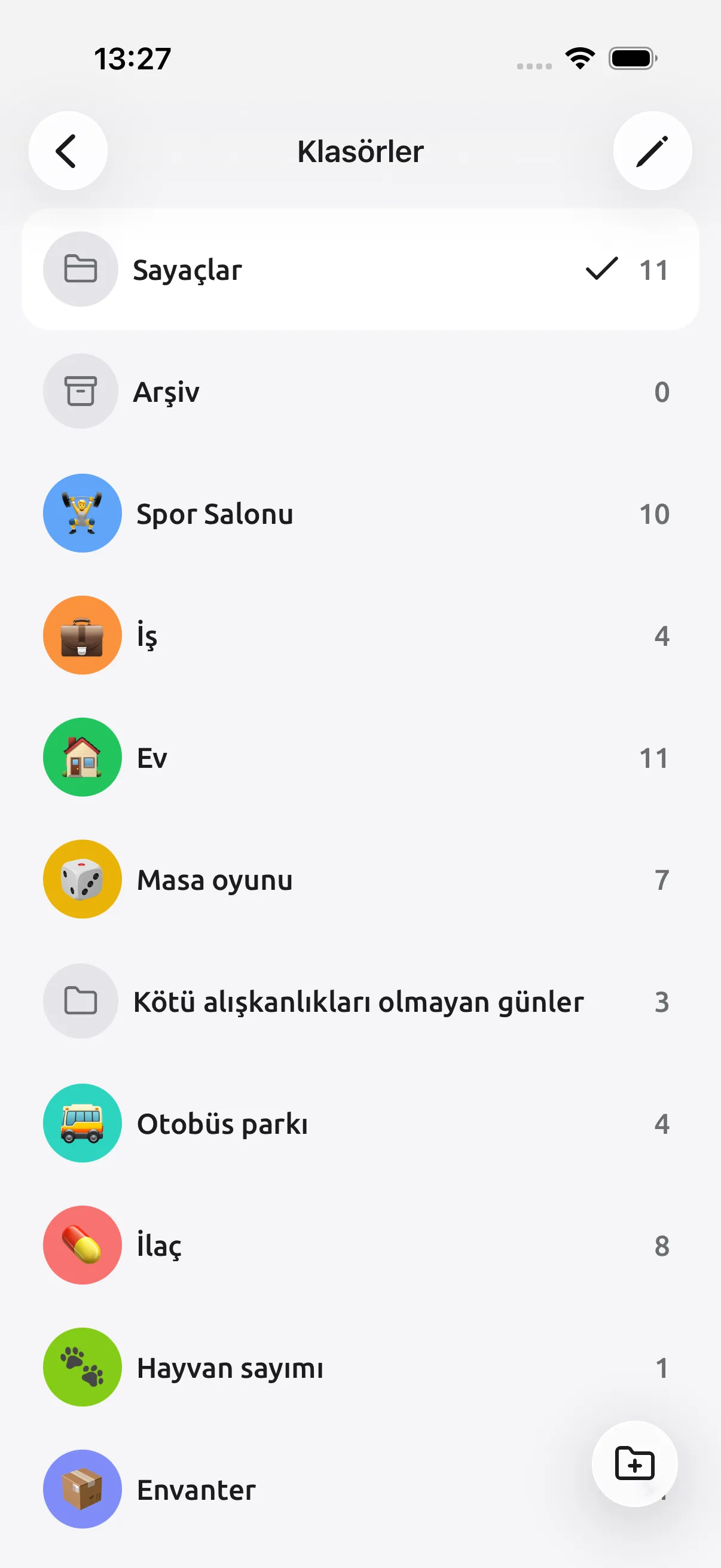 Tally Counter ekran görüntüsü: Hayatın her alanına bir klasör