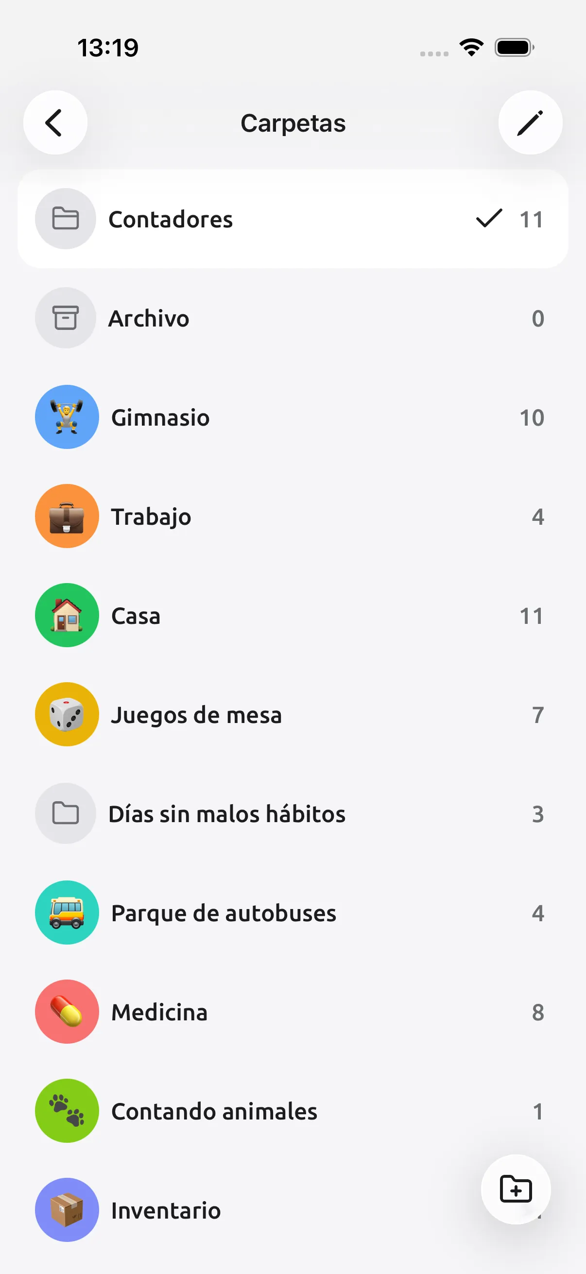 Captura de pantalla de Tally Counter: Una carpeta para cada parte de tu vida