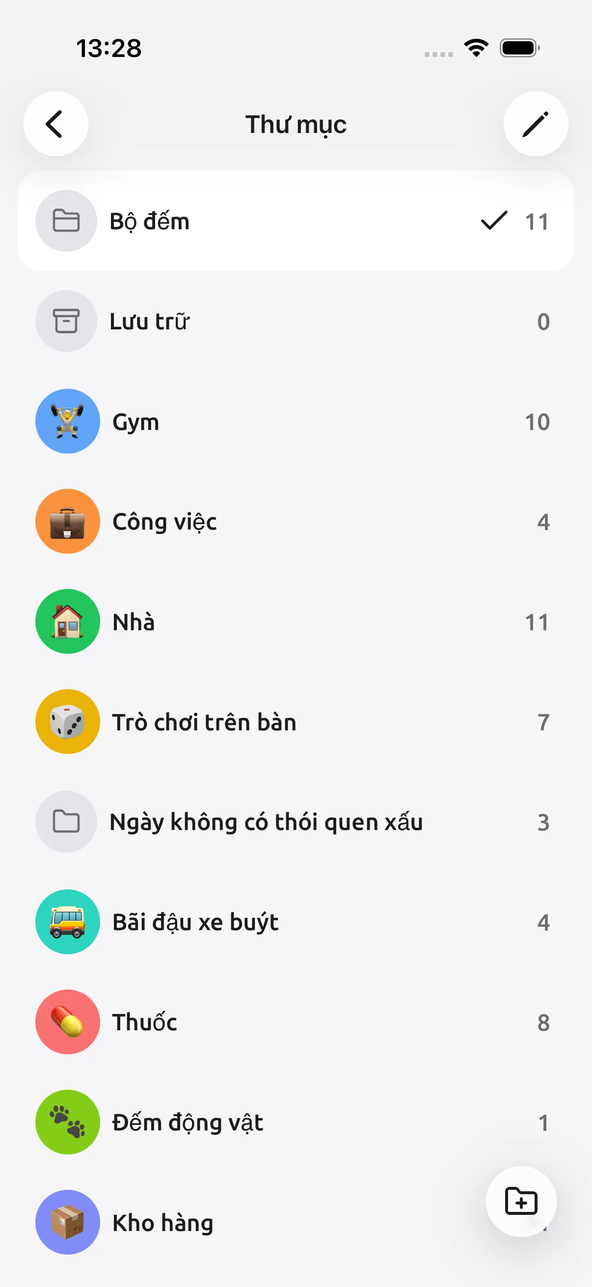 Ảnh chụp Tally Counter: Thư mục cho mọi phần cuộc sống